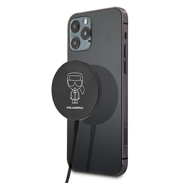 Incarcator wireless Karl Lagerfeld 15W cu Magsafe - Negru