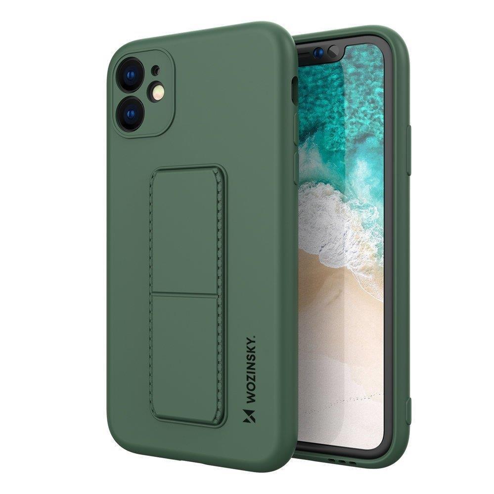 Husa Wozinsky Kickstand Silicone cu Stand Samsung Galaxy A22 4G Verde inchis