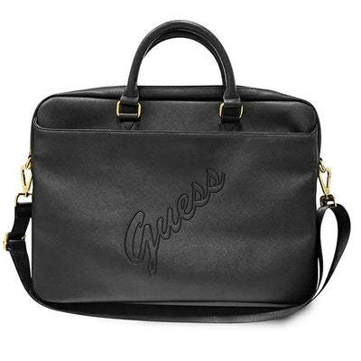 Geanta laptop Guess Saffiano Script 16" - Negru