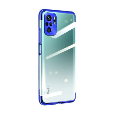 Husa Transparent Color Gel TPU Electroplating Frame Cover pentru Xiaomi Redmi Note 10 5G / Poco M3 Pro Albastru