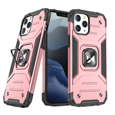 Husa Wozinsky Ring Armor Kickstand Tough Rugged Cover pentru iPhone 13 Pro Max Roz auriu