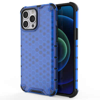 Husa Honeycomb Armor Cover cu TPU Bumper pentru iPhone 13 Pro Max Albastru