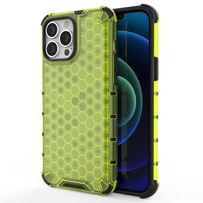 Husa Honeycomb Armor Cover cu TPU Bumper pentru iPhone 13 Pro Max Verde