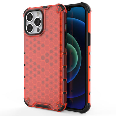 Husa Honeycomb Armor Cover cu TPU Bumper pentru iPhone 13 Pro Max Rosu