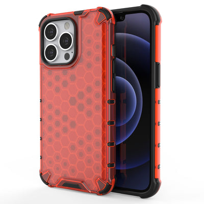 Husa Honeycomb Armor Cover cu TPU Bumper pentru iPhone 13 Pro Rosu