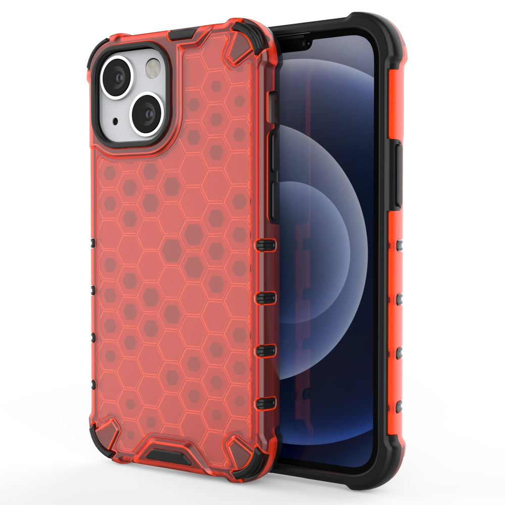 Husa Honeycomb Armor Cover cu TPU Bumper pentru iPhone 13 Mini Rosu