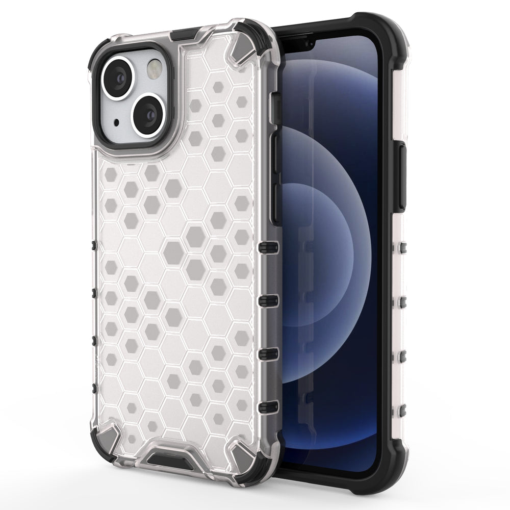 Husa Honeycomb Armor Cover cu TPU Bumper pentru iPhone 13 Mini Transparent