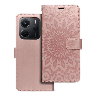 Husa Mezzo Book Flip pentru Xiaomi Redmi Note 14 5G Mandala Roz auriu