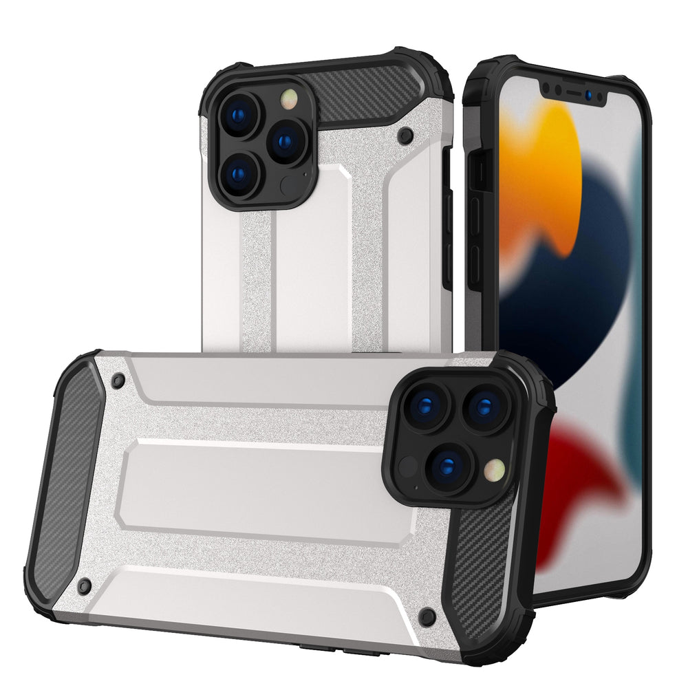 Husa Hybrid Armor Tough Rugged Cover pentru iPhone 13 Pro Argintiu