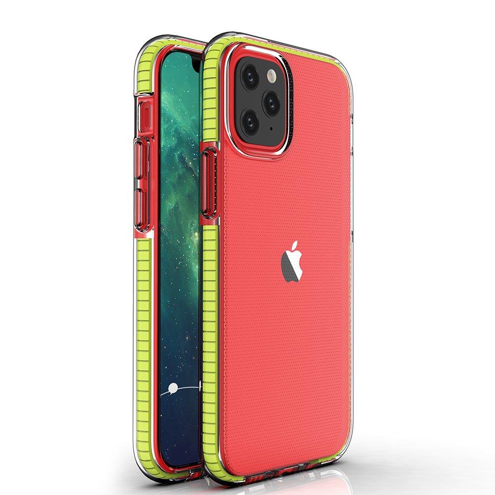 Husa Spring Transparent TPU Gel Protective Cover cu Colorful Frame pentru iPhone 13 Mini Galben