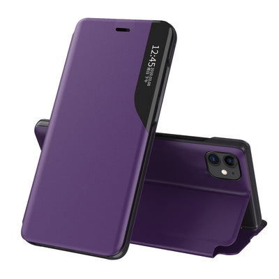 Husa Eco Leather View Elegant Bookcase Type cu Kickstand pentru iPhone 13 Pro Max Mov