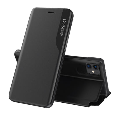 Husa Eco Leather View Elegant Bookcase Type cu Kickstand pentru iPhone 13 Pro Negru