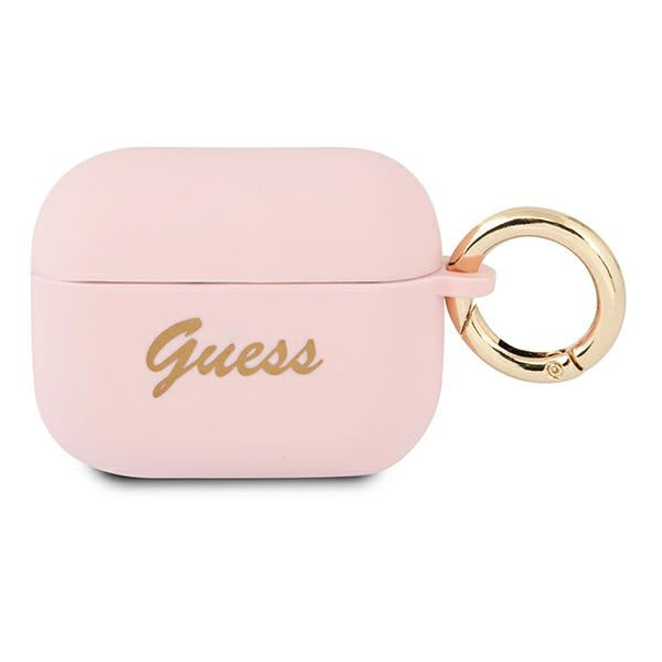 Husa Guess Guapsssi AirPods Pro Cover Roz/Roz Silicone Vintage Script