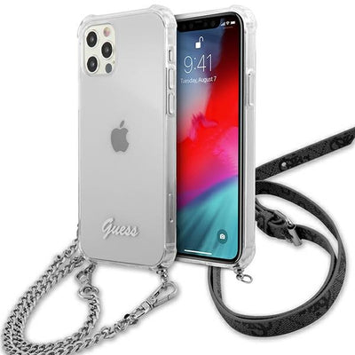 Husa Guess Guhcp12lkc4gssi iPhone 12 Pro Max 6.7" Transparent Hardcase 4G Argintiu Chain