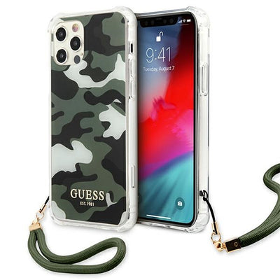 Husa Guess iPhone 12/12 Pro 6.1" Verde/Khaki Hardcase Camo Collection