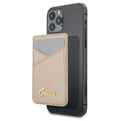 Husa Guess Wallet Card Slot Guwmssaslgo Magsafe Saffiano Auriu/Auriu