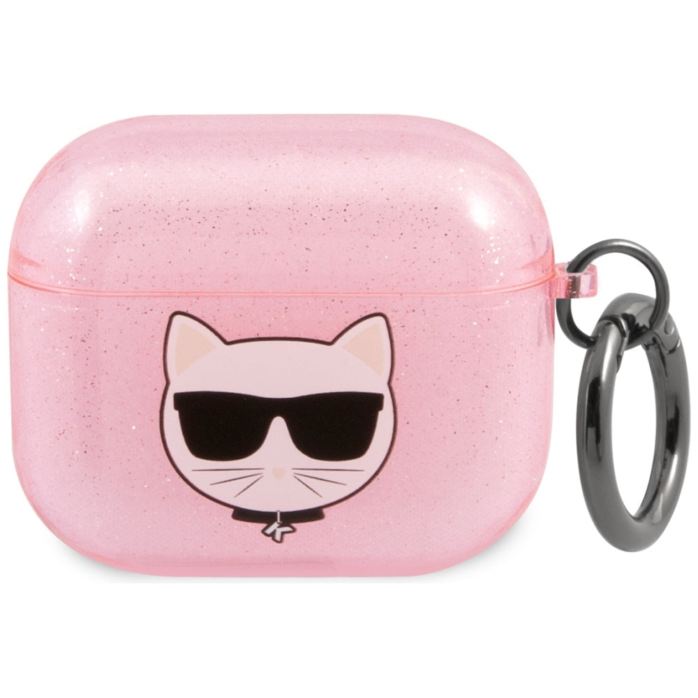 Husa Karl Lagerfeld Glitter Choupette pentru AirPods 3 - Roz
