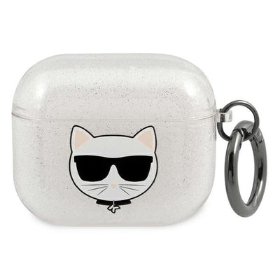 Husa Karl Lagerfeld Glitter Choupette pentru AirPods 3 - Argintiu