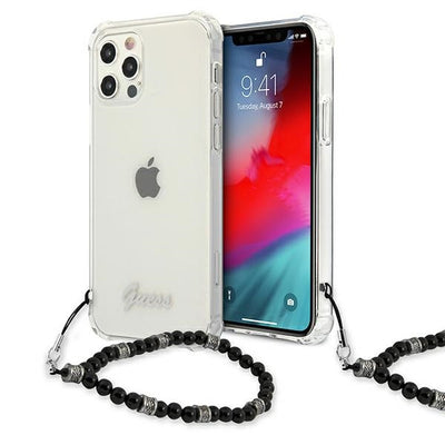 Husa Guess iPhone 12/12 Pro 6.1" Transparent Hardcase Negru Pearl