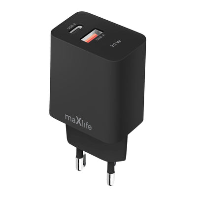 Incarcator Maxlife PD QC 1x Usb-c 1x USB 20W Negru