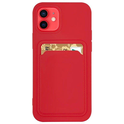Husa Card Silicone Wallet cu Card Slot Documents pentru Xiaomi Redmi Note 10 / Redmi Note 10S Rosu