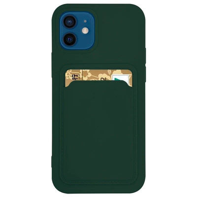 Husa Card Silicone Wallet cu Card Slot Documents pentru Samsung Galaxy A72 4G Verde inchis