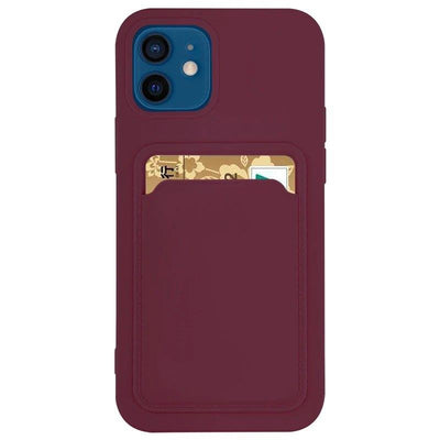Husa Card Silicone Wallet cu Card Slot Documents pentru Samsung Galaxy A22 4G Burgundy