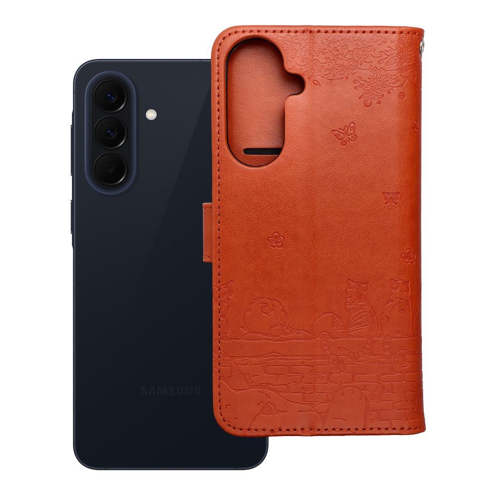 Husa Mezzo Book Flip pentru Samsung A57 5G Cats Maro
