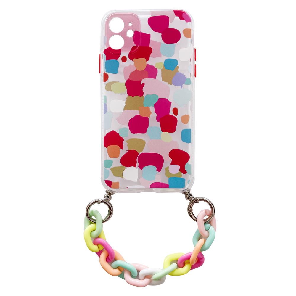 Husa Color Chain Gel Flexible Elastic cu Chain Pendant pentru iPhone 8 Plus / iPhone 7 Plus Multicolour