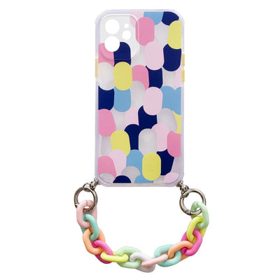 Husa Color Chain Gel Flexible Elastic cu Chain Pendant pentru iPhone 8 Plus / iPhone 7 Plus Multicolour