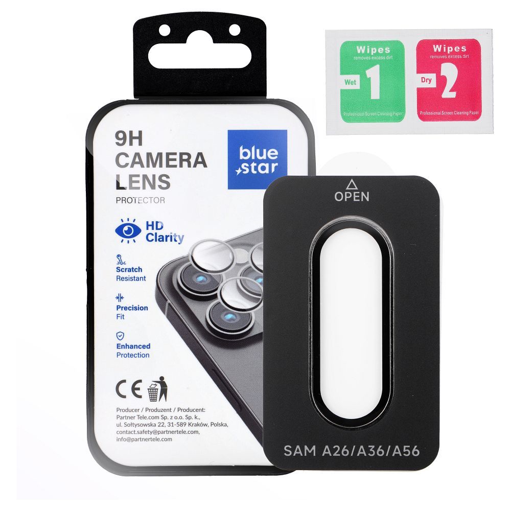Folie Albastru Star sticla lentila camerei pentru Samsung A36 Easy Install Negru