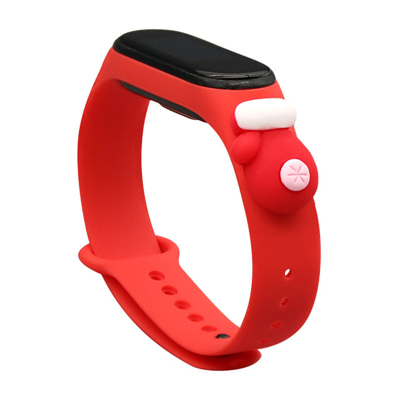 Curea Xmas pentru Xiaomi Mi Band 3 / 4 Christmas Silicone Bracelet cu Glove - Rosu