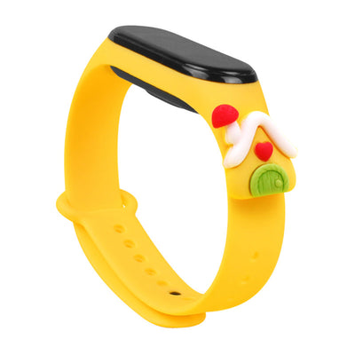 Curea Xmas pentru Xiaomi Mi Band 5 / 6 Christmas Silicone Bracelet cu House - Galben