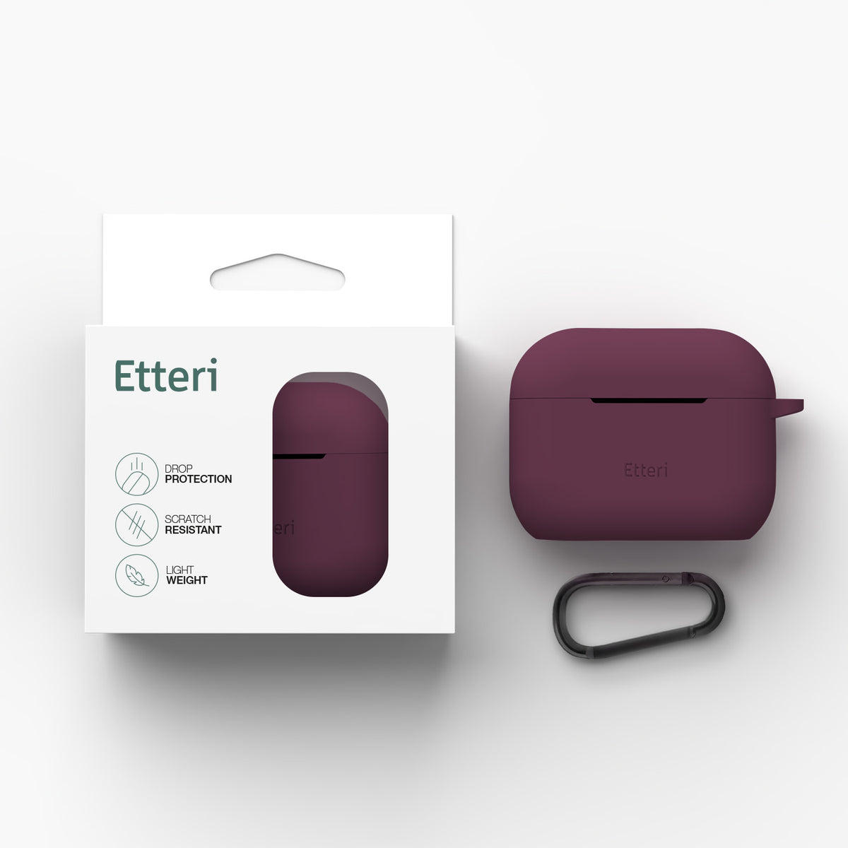 Husa Etteri Silicone pentru AirPods Pro 3 Cherry inchis