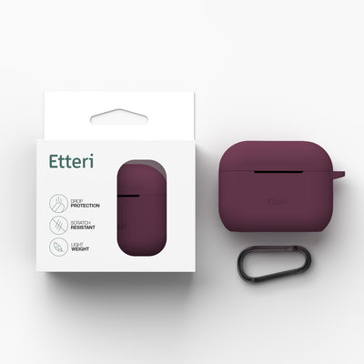 Husa Etteri Silicone pentru AirPods Pro 3 Cherry inchis