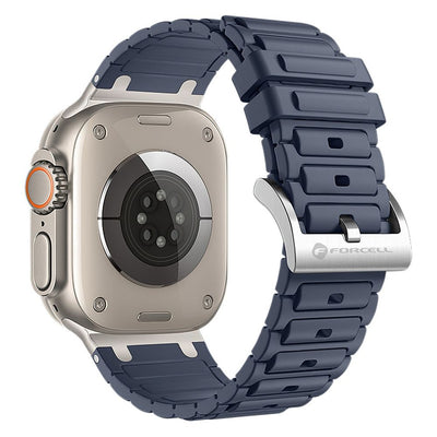 Curea Forcell To Apple Watch F-design Fa06 Silicone Holes 42 / 44 / 45 / 49 Mm Albastru