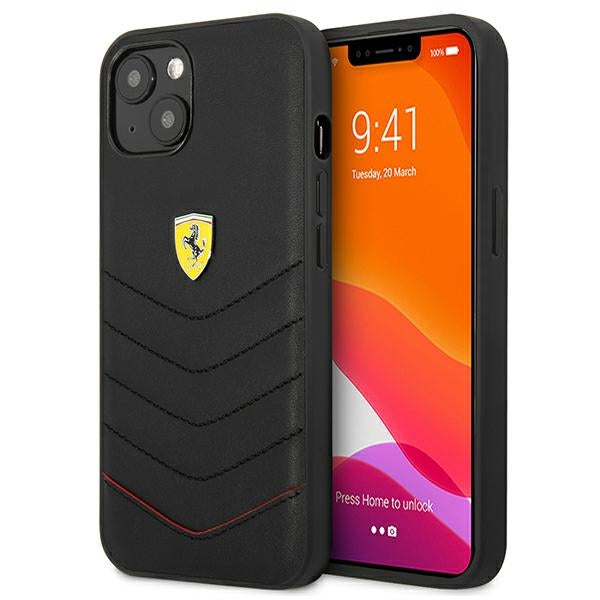 Husa Ferrari iPhone 13 Mini 5.4" Negru/Negru Hardcase Off Track Quilted