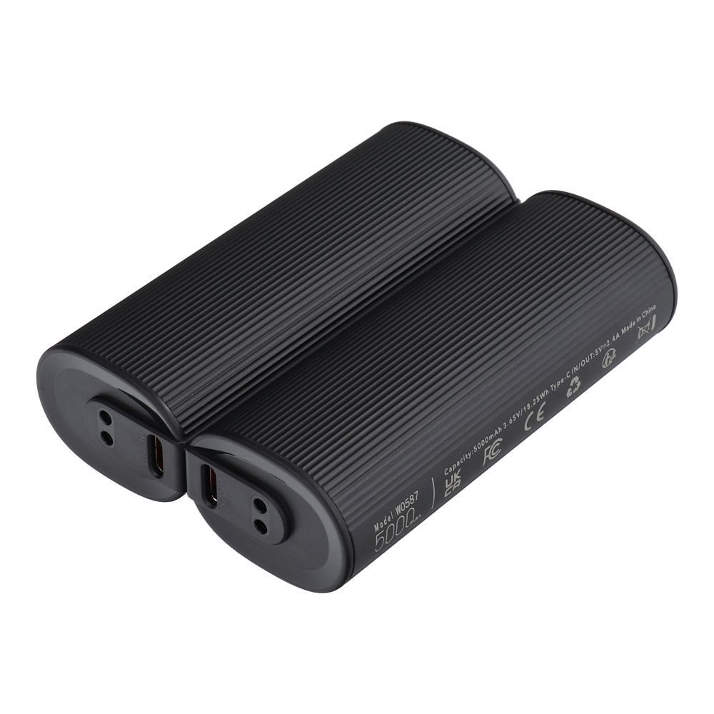 Acumulator extern Veger W0587 2,4A 2 Pcs 2 X 5000 Mah cu Hand Warmer Negru si Argintiu