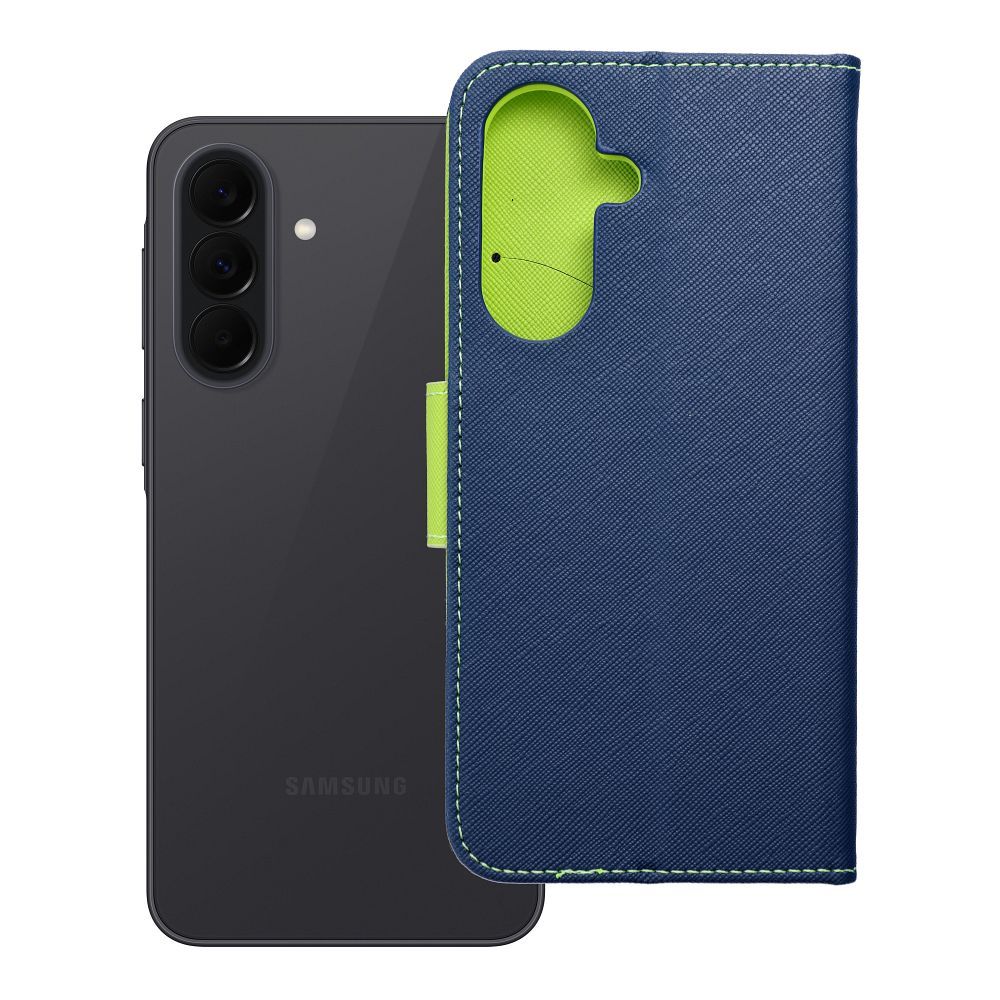 Husa Fancy Book Flip pentru Samsung A37 Bleumarin / Lime