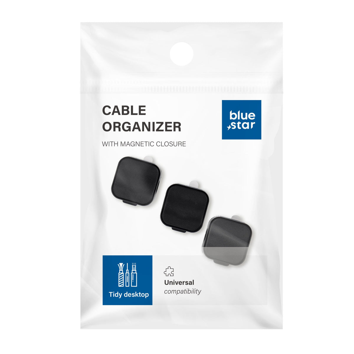 Cablu Albastru Star Magnetic Organizer - Negru (3 Pcs.)