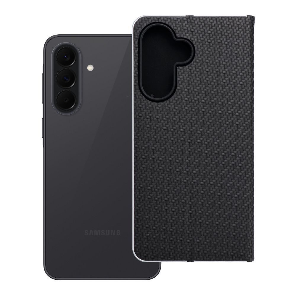 Husa Luna Book Carbon Flip pentru Samsung A37 5G Negru
