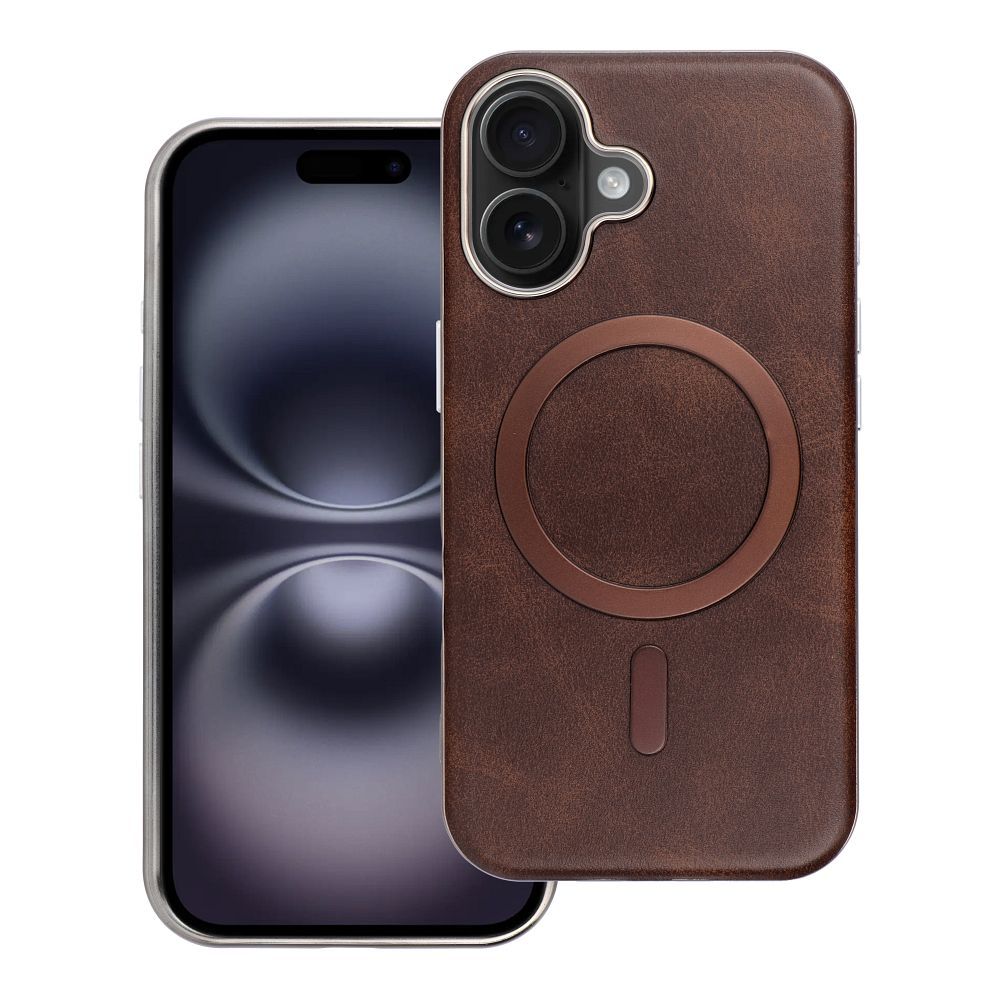 Husa Gentleman Mag pentru iPhone 16 PRO Compatible cu Magsafe Maro