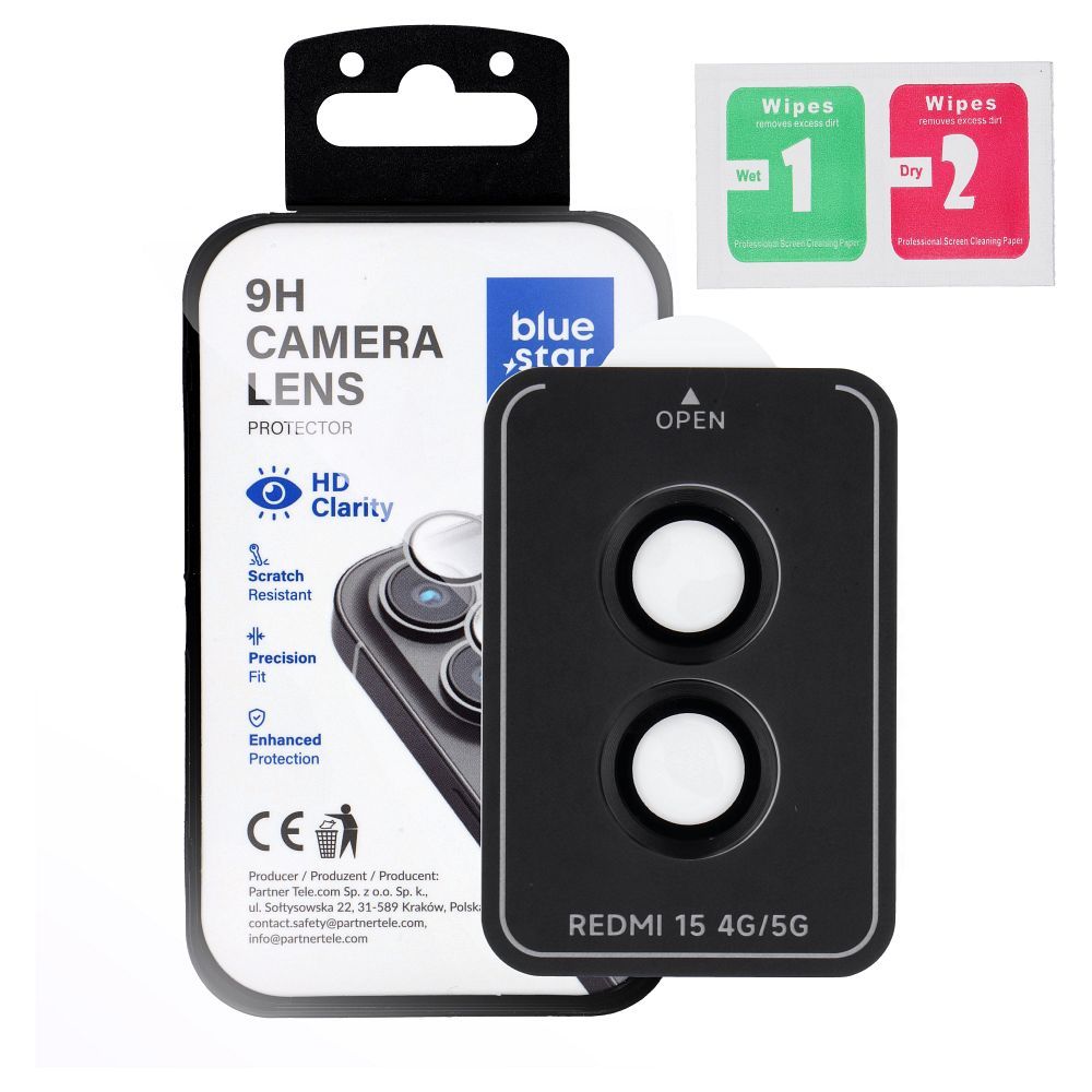 Folie Albastru Star sticla camera pentru Xiaomi Redmi 15 4G / 15 5G Easy Install Negru
