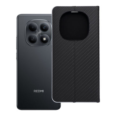 Husa Luna Book Carbon Flip pentru Xiaomi Redmi Note 15 5G Negru