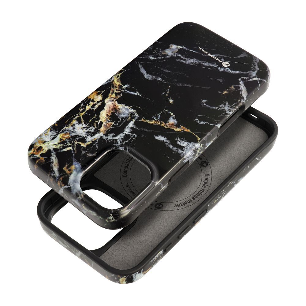 Husa Forcell pentru iPhone 16 Plus F-protect Mirage Compatible cu Magsafe Military Drop-test Negru Marble