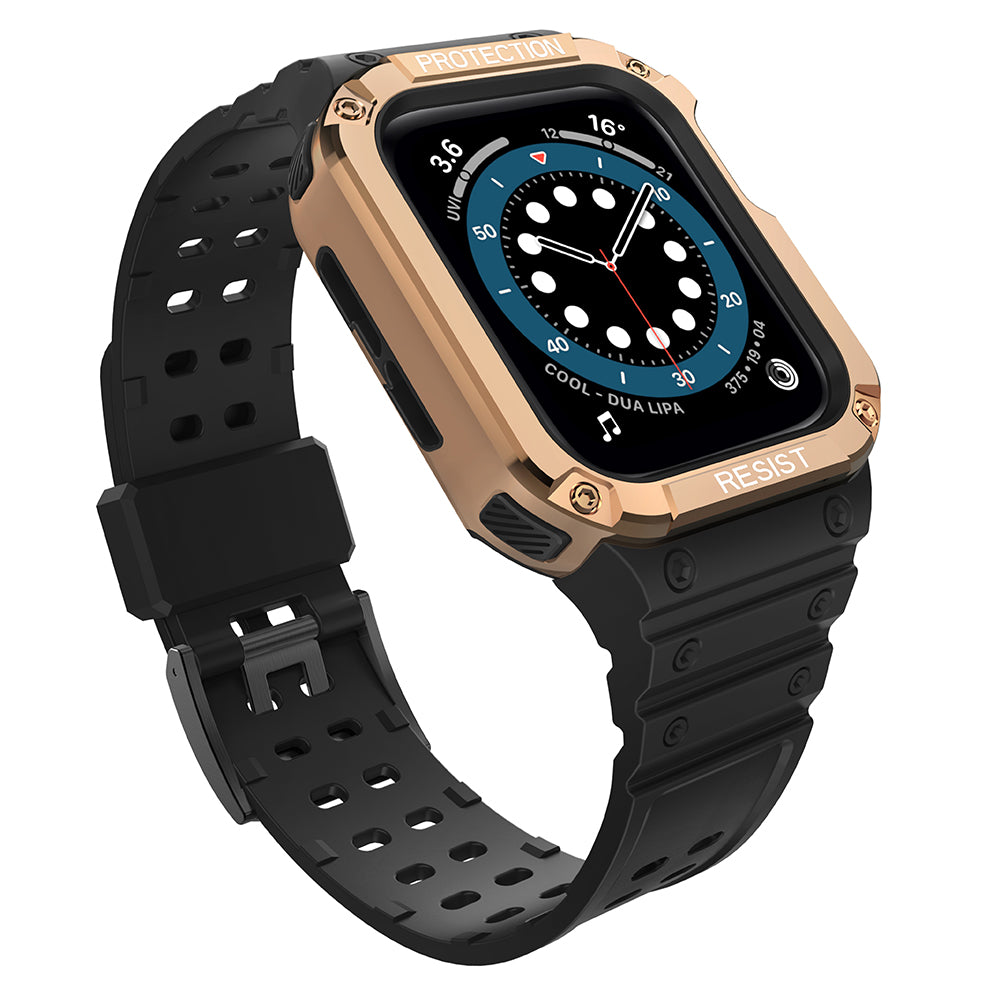 Husa Protect Curea Curea pentru Apple Watch 38/40/41mm Armored Curea - Negru, Roz auriu
