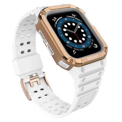 Husa Protect Curea Curea pentru Apple Watch 38/40/41mm Armored Curea - Alb, Roz auriu