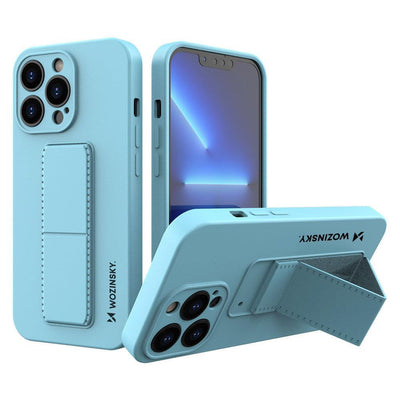 Husa Wozinsky Kickstand iPhone 13 Mini Silicone cu Stand Albastru deschis