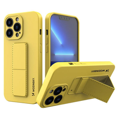 Husa Wozinsky Kickstand Silicone cu Stand iPhone 13 Mini Galben