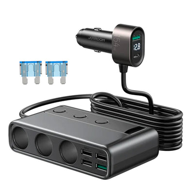 Incarcator auto Joyroom 9in1 154W 5x Usb-a / Usb-c / 3x Cigarette Lighter Socket PD QC PPS - Negru